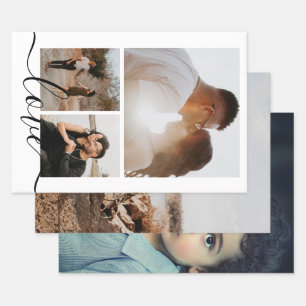 Personalisierte Foto- und Text-3-Papierwerbung Geschenkpapier Set