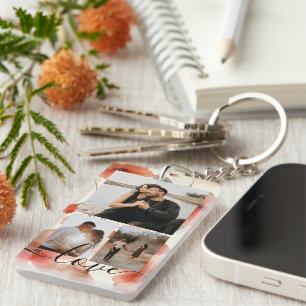 Personalisierte Foto- und Text-Fotocollage  Schlüsselanhänger