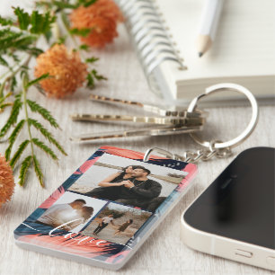 Personalisierte Foto- und Text-Fotocollage  Schlüsselanhänger