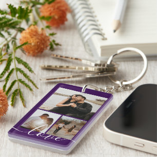 Personalisierte Foto- und Text-Fotocollage  Schlüsselanhänger