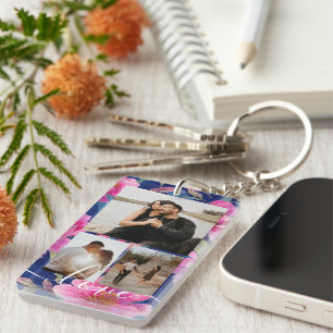 Personalisierte Foto- und Text-Fotocollage  Schlüsselanhänger
