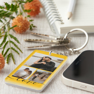 Personalisierte Foto- und Text-Fotocollage Schlüsselanhänger