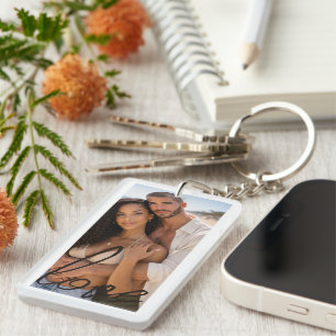 Personalisierte Foto- und Text-Fotocollage Schlüsselanhänger