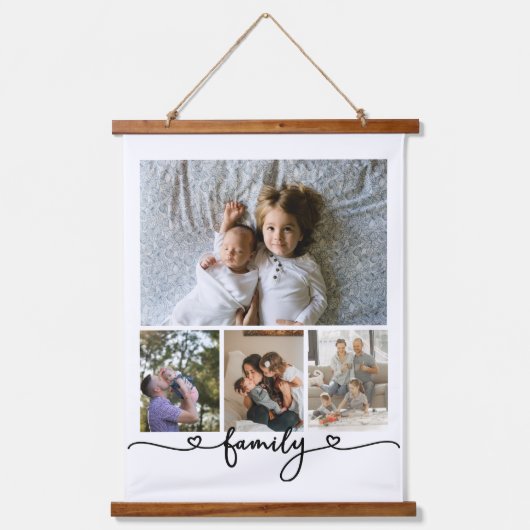 Personalisierte Foto- und Textsammlung Wandteppich Mit Holzrahmen (Vorderseite)