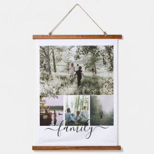 Personalisierte Foto- und Textsammlung Wandteppich Mit Holzrahmen