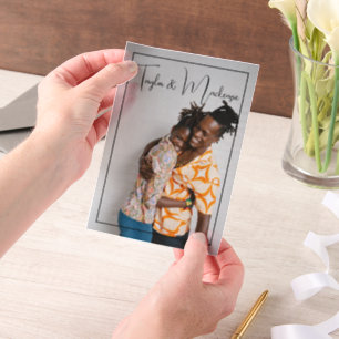 Personalisierte Foto- und Textüberlagerung Pergament Einladungen