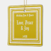 Personalisierte Foto-Urlaubswünsche, Vintages Gold Keramikornament (Links)