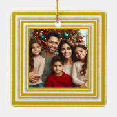 Personalisierte Foto-Urlaubswünsche, Vintages Gold Keramikornament (Rückseite)