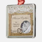 Personalisierte Foto-Verzierungs-Pferdeschuhe auf Silbernes Ornament (Links)