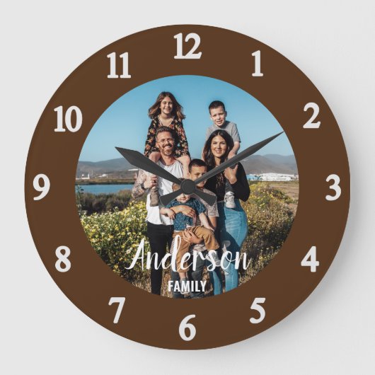 Personalisierte Foto-Wand-Uhr braun Große Wanduhr (Vorderseite)