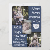 Personalisierte Foto Weihnachtskarte Blau Feiertagskarte (Rückseite)