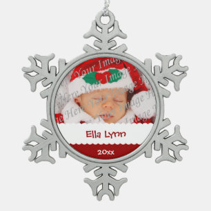 Personalisierte Foto-Weihnachtsverzierung Schneeflocken Zinn-Ornament