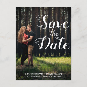 Personalisierte Foto-White-Script-Overlay-Hochzeit Postkarte