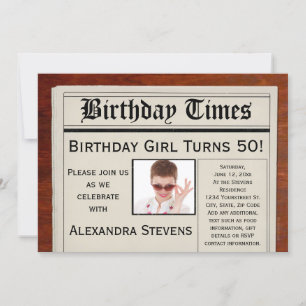 Personalisierte Foto-Zeitung zum 50. Geburtstag Einladung