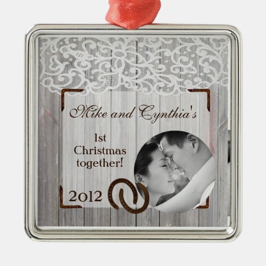 Personalisierte Foto-Zierpferde auf Holz Ornament Aus Metall (Vorne)