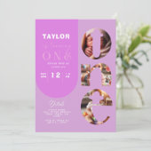 Personalisierte FotoCollage 1. Geburtstag Einladun Einladung (Stehend Vorderseite)