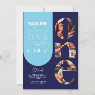 Personalisierte FotoCollage 1. Geburtstag Einladun Einladung