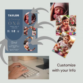 Personalisierte FotoCollage 1. Geburtstag Einladun Einladung