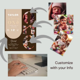 Personalisierte FotoCollage 1. Geburtstag Einladun Einladung