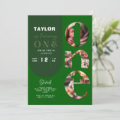 Personalisierte FotoCollage 1. Geburtstag Einladun Einladung (Stehend Vorderseite)