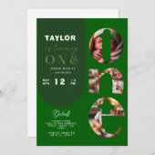 Personalisierte FotoCollage 1. Geburtstag Einladun Einladung (Vorne/Hinten)