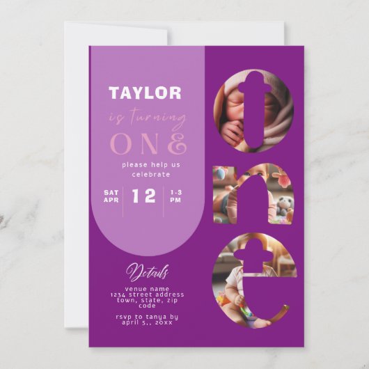 Personalisierte FotoCollage 1. Geburtstag Einladun Einladung (Vorderseite)