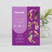 Personalisierte FotoCollage 1. Geburtstag Einladun Einladung (Stehend Vorderseite)