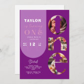 Personalisierte FotoCollage 1. Geburtstag Einladun Einladung (Vorne/Hinten)