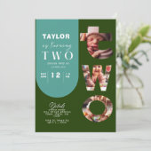 Personalisierte FotoCollage 2. Geburtstag Einladun Einladung (Stehend Vorderseite)