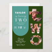 Personalisierte FotoCollage 2. Geburtstag Einladun Einladung (Vorne/Hinten)
