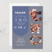 Personalisierte FotoCollage 2. Geburtstag Einladun Einladung (Vorne/Hinten)
