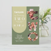 Personalisierte FotoCollage 2. Geburtstag Einladun Einladung (Stehend Vorderseite)