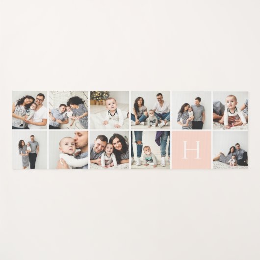 Personalisierte FotoCollage | Blütenmonogramm Yogamatte (Vorderseite (Horizontal))