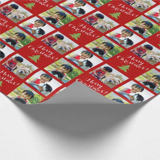 Personalisierte FotoCollage Custom Script Weihnach Geschenkpapier (Ecke)