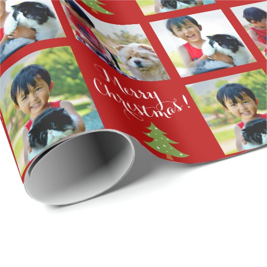 Personalisierte FotoCollage Custom Script Weihnach Geschenkpapier (Rolleneckpunkt)