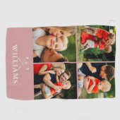 Personalisierte FotoCollage Dusty Rose Rosa Golfhandtuch (Horizontal)