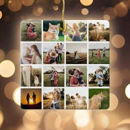 Personalisierte Fotocollage-Familie Keramikornament