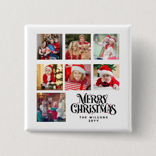 Personalisierte FotoCollage Familienname Weihnacht Button