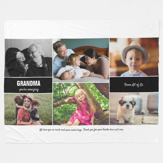 Personalisierte FotoCollage für Großmutter Fleecedecke (Vorderseite (Horizontal))