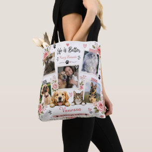 Personalisierte Fotocollage für Haustiere mit Blum Tasche