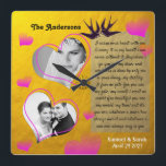 Personalisierte Fotocollage Goldene Hochzeitssuhr Quadratische Wanduhr<br><div class="desc">Wall-Uhr: Maßgeschneiderte Hochzeit,  Jubiläum,  Valentiner Foto-Uhr mit einzigartiger goldener Vintager Gestaltung. Personalisieren Sie mit Ihren eigenen Lieblingsbildern und erstellen Sie eine schöne Collage,  um besondere Momente Ihres Lebens zu erfassen. Ändern Sie alle Texte zu Ihrem eigenen,  einschließlich des Gedichts.</div>
