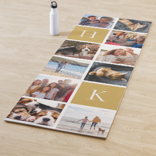 Personalisierte FotoCollage Goldmonogramm Yogamatte