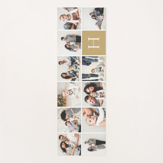 Personalisierte FotoCollage | Goldmonogramm Yogamatte (Vorderseite)