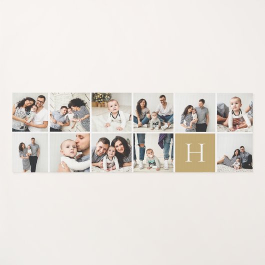 Personalisierte FotoCollage | Goldmonogramm Yogamatte (Vorderseite (Horizontal))