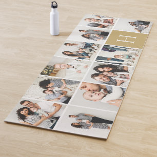 Personalisierte FotoCollage   Goldmonogramm Yogamatte