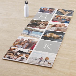 Personalisierte FotoCollage | Grau Monogram Yogamatte