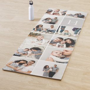 Personalisierte FotoCollage Grau Monogram Yogamatte