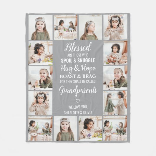 Personalisierte FotoCollage Großeltern Fleecedecke (Vorderseite)