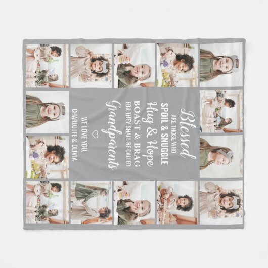 Personalisierte FotoCollage Großeltern Fleecedecke (Vorderseite (Horizontal))