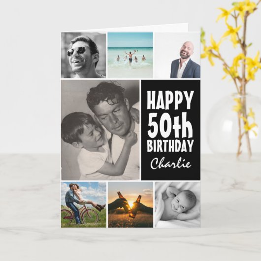 Personalisierte Fotocollage Happy Birthday in jede Karte (Gelbe Blume)